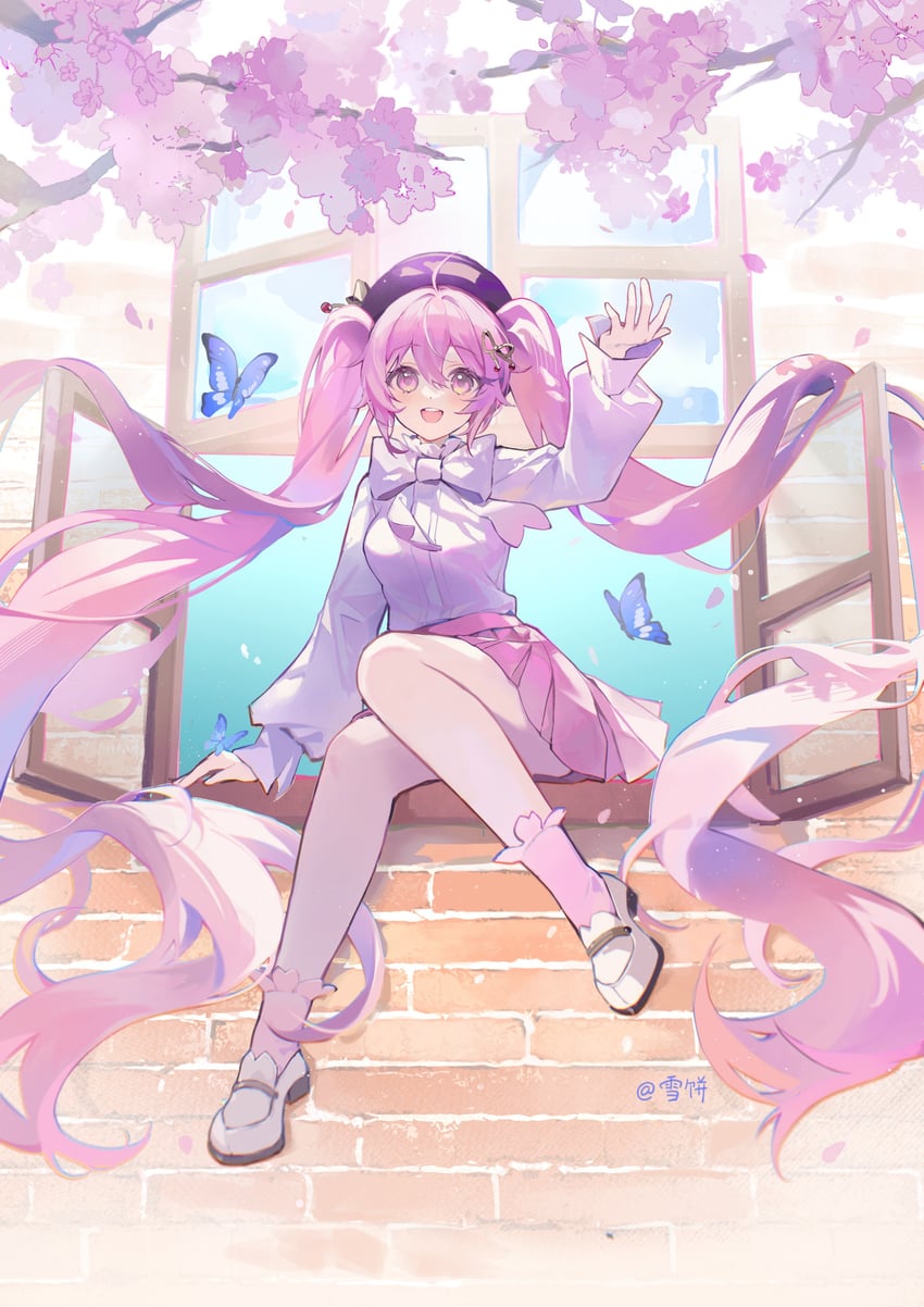 hatsune miku and sakura miku (vocaloid) drawn by yuki_(miyuki_kii)