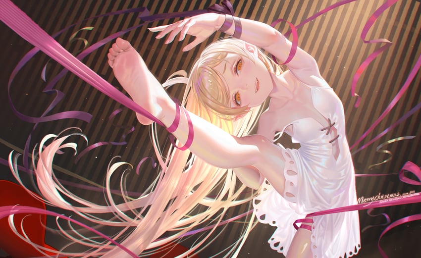 oshino shinobu and kiss-shot acerola-orion heart-under-blade (monogatari and 2 more) drawn by alphonse_(white_datura)