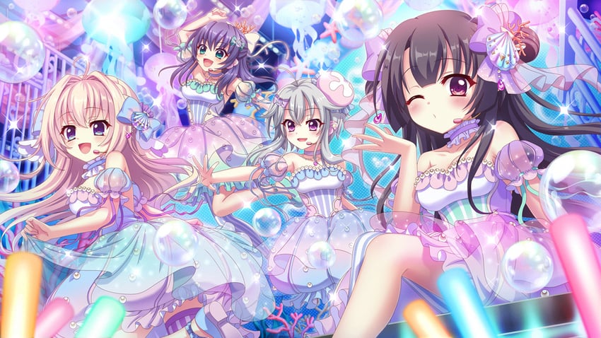 shiratori amaha, honjou kasumi, ichikishima mizuha, and ichijou ruka (re:stage!) drawn by izumi_tsubasu