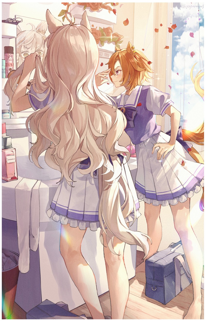 t.m. opera o and biwa hayahide (umamusume) drawn by yogukasu