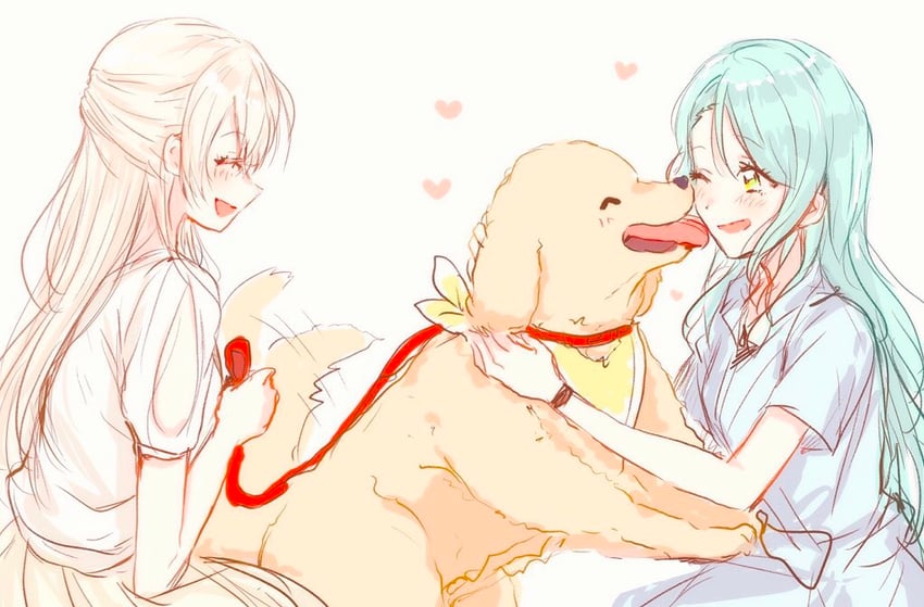 hikawa sayo, shirasagi chisato, and leon (bang dream!) drawn by raikou104
