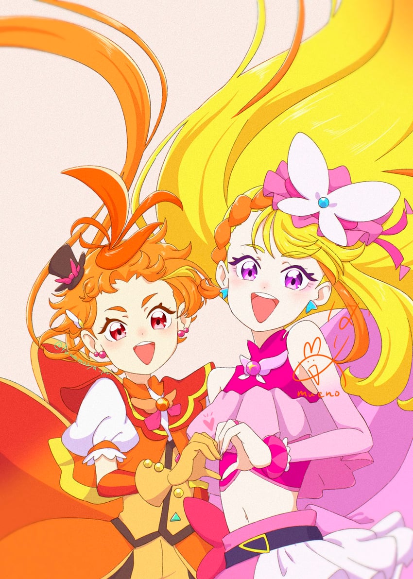 hijiri ageha, yuunagi tsubasa, cure butterfly, and cure wing (precure and 1 more) drawn by fuwamosya_pri
