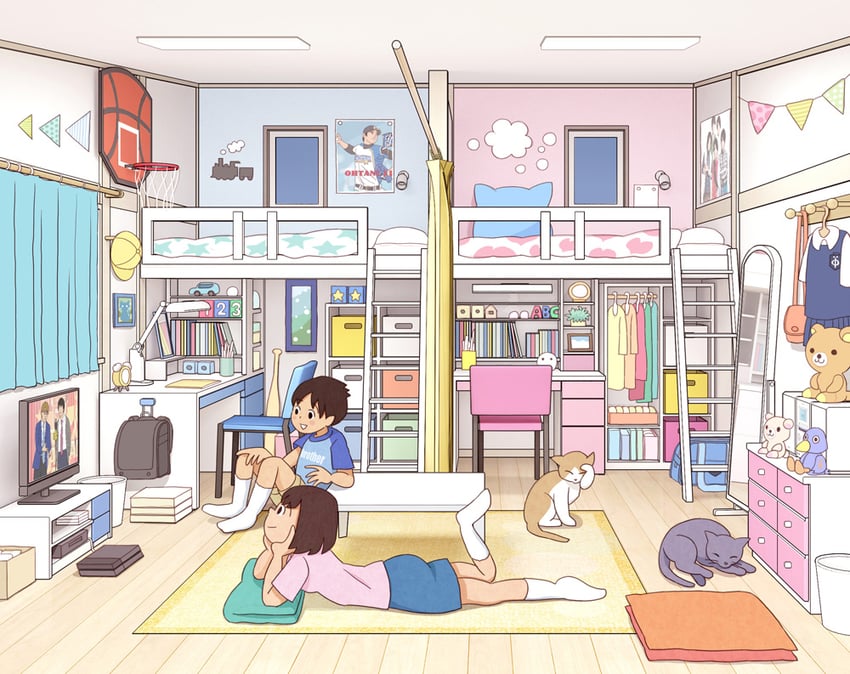 rilakkuma, korilakkuma, and ootani shouhei (original and 1 more) drawn by kiyo_(kyokyo1220)