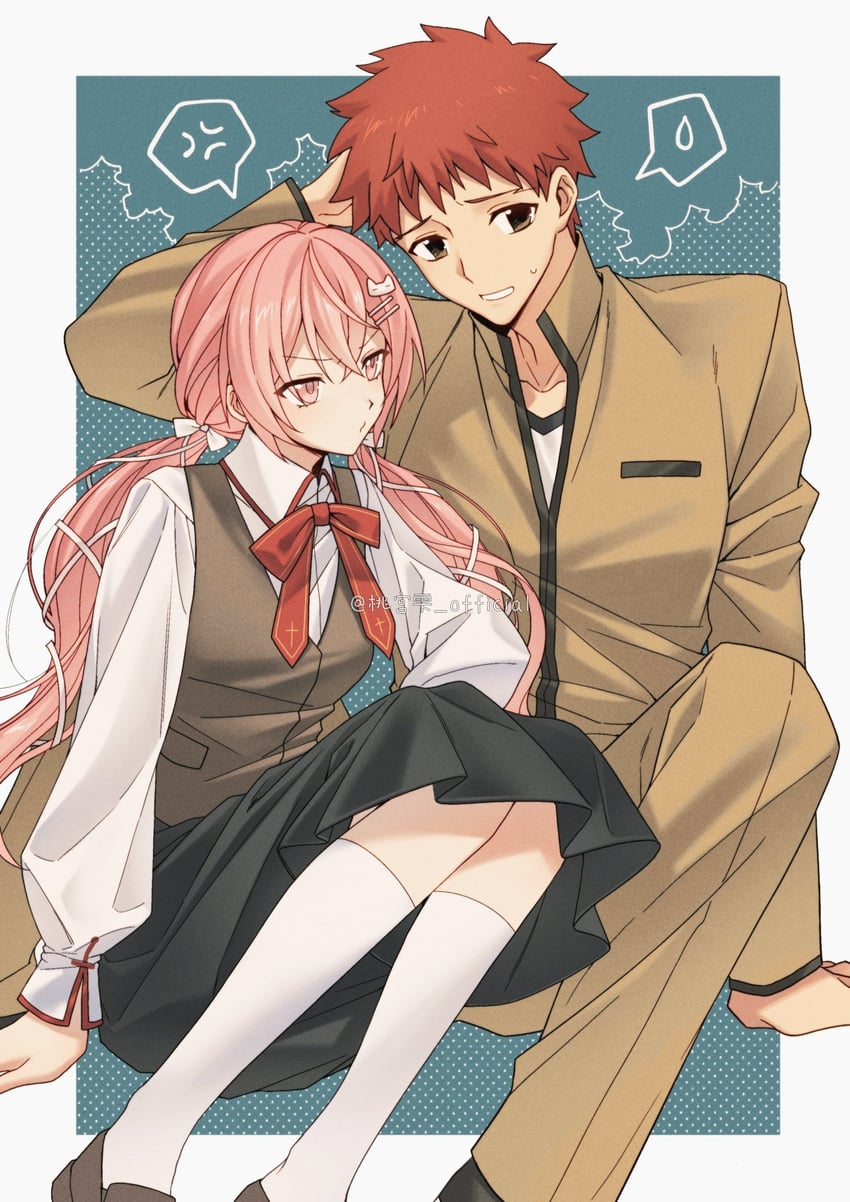 emiya shirou and momomiya shizuku (original and 2 more)