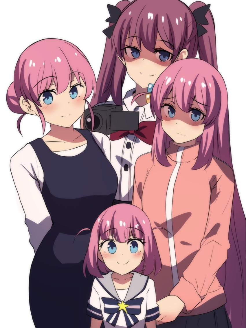 gotoh hitori, gotoh futari, gotoh michiyo, and gotoh naoki (bocchi the rock!) drawn by hinghoi