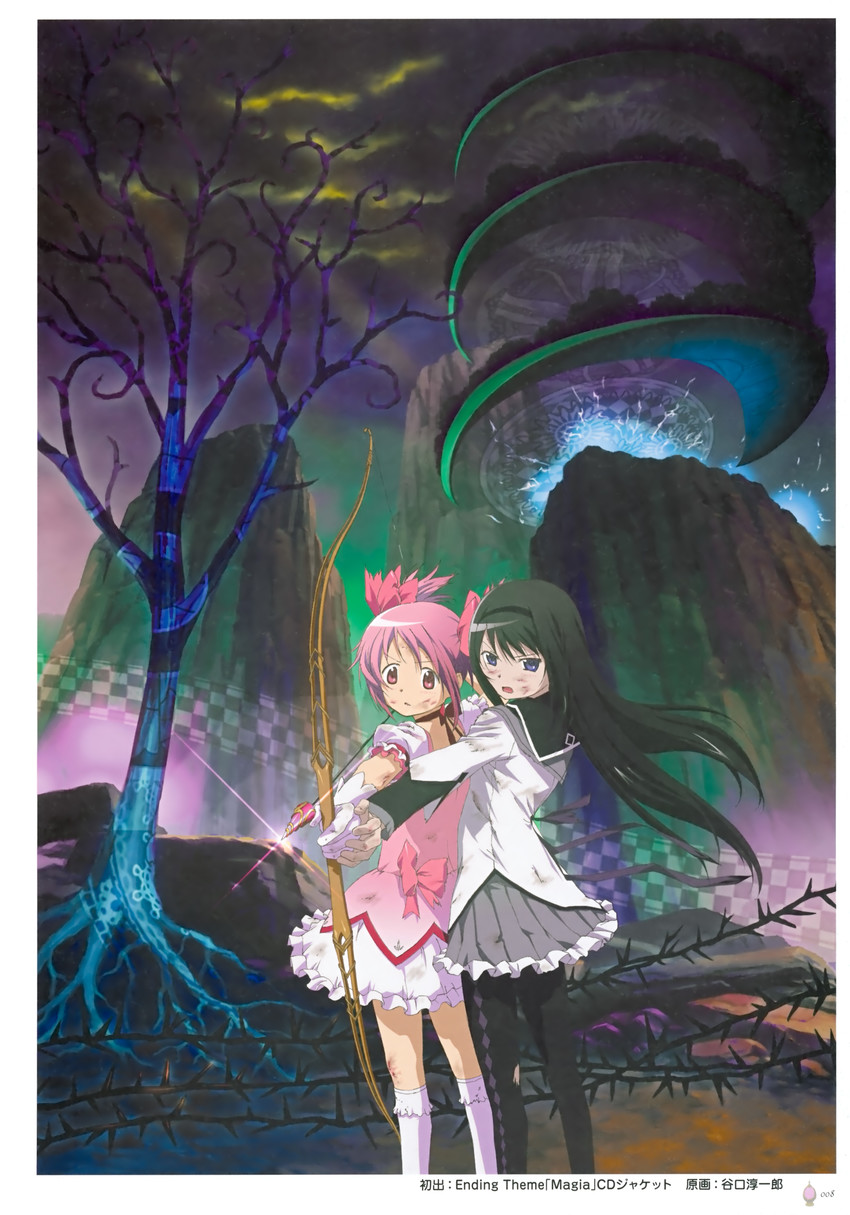 akemi homura and kaname madoka (mahou shoujo madoka magica) drawn by taniguchi_jun'ichirou