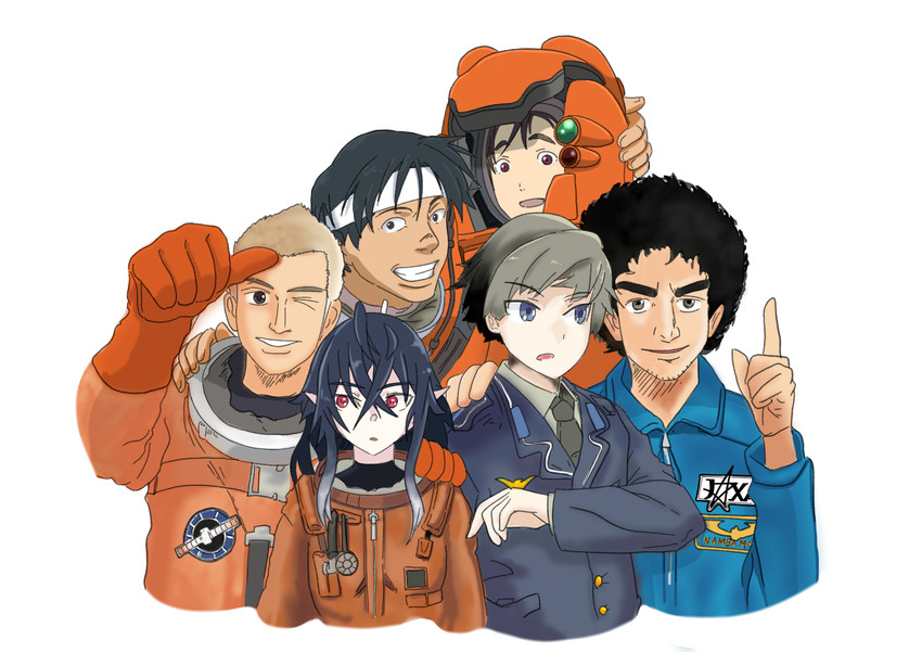 nanba mutta, nanba hibito, irina luminesk, hoshino hachirouta, tanabe ai, and 1 more (uchuu kyoudai and 2 more) drawn by rekuyamasan_(lushin)