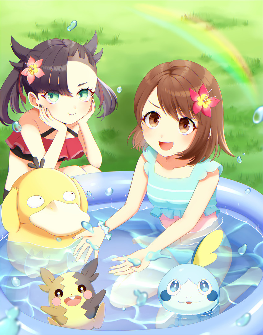 marnie, gloria, morpeko, sobble, and psyduck (pokemon and 1 more) drawn by mayostay