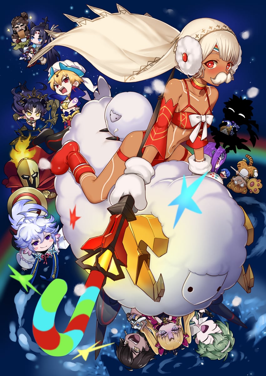 medusa, ereshkigal, ishtar, ushiwakamaru, merlin, and 10 more (fate and 1 more) drawn by nora_(norabox)