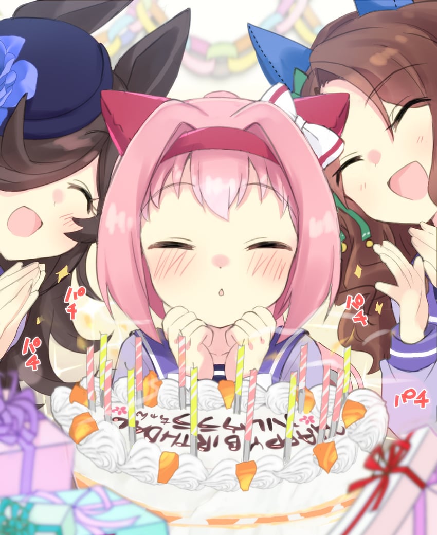 rice shower, king halo, and haru urara (umamusume) drawn by hizuki_yayoi