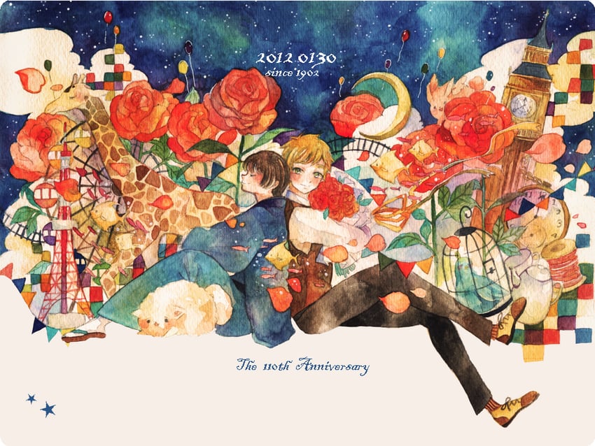 united kingdom and japan (axis powers hetalia) drawn by eko_(ecology)
