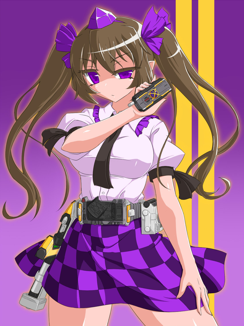himekaidou hatate, kamen rider kaixa, and kusaka masato (touhou and 2 more) drawn by tsukushi_(741789)