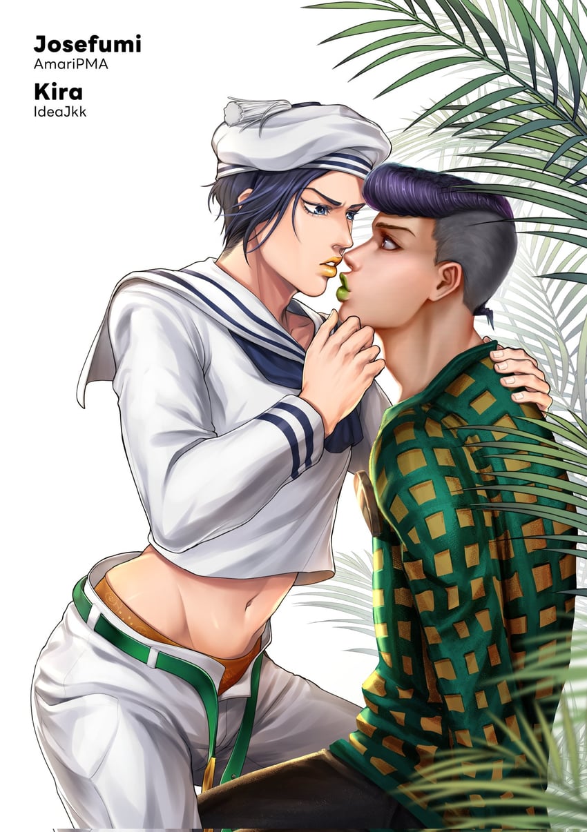 kira yoshikage and kujo josefumi (jojo no kimyou na bouken and 1 more) drawn by amaripma and ideajkk