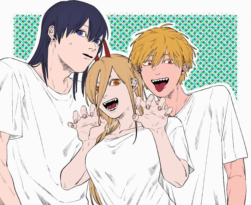 power, denji, and hayakawa aki (chainsaw man) drawn by gxlx_2ji
