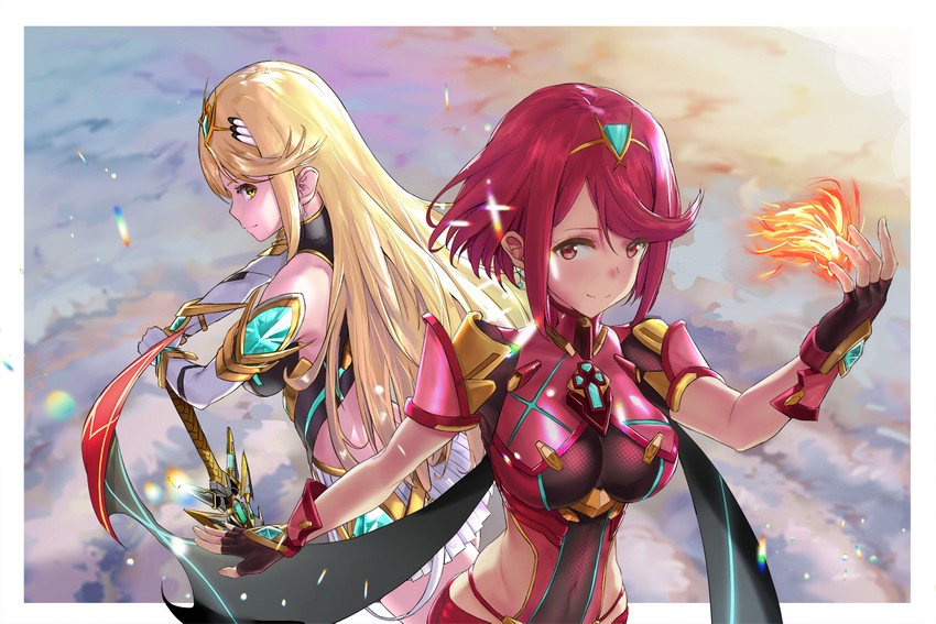 pyra and mythra (xenoblade chronicles and 1 more) drawn by aya_(lezon)