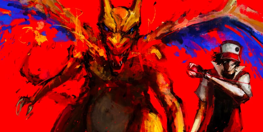 red, charizard, and pixiv red (pokemon and 1 more) drawn by kyezzzz