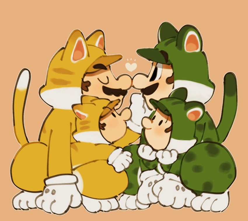 mario, luigi, baby mario, baby luigi, cat mario, and 1 more (mario and 1 more) drawn by mimimi_(mimimim9999)