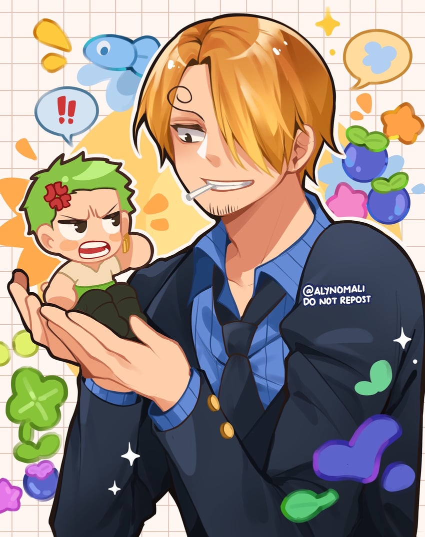 roronoa zoro and sanji (one piece) drawn by alynomali