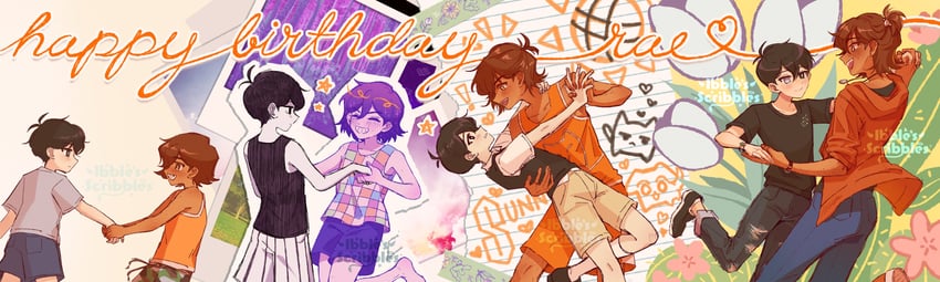 sunny, omori, and kel (omori) drawn by ibble_(ibblescribbles)