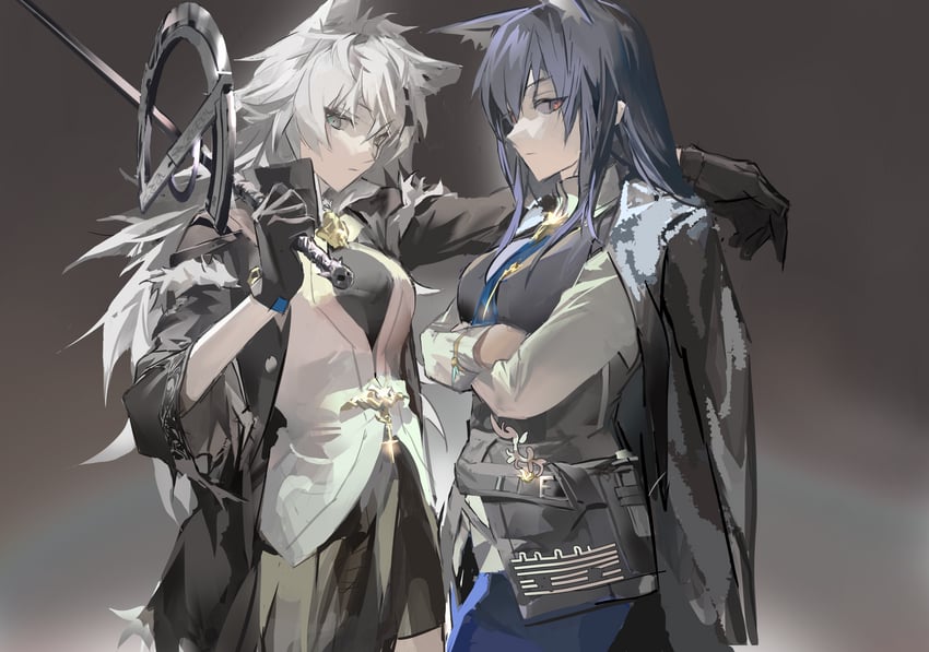 texas, lappland, and texas the omertosa (arknights) drawn by shan_han_shi-