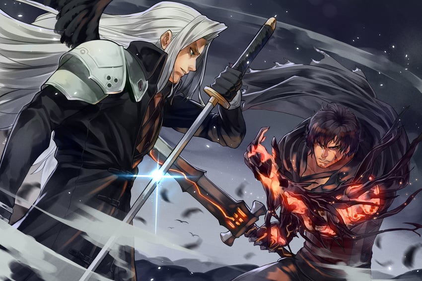 sephiroth and clive rosfield (final fantasy and 2 more) drawn by flamechamp10n