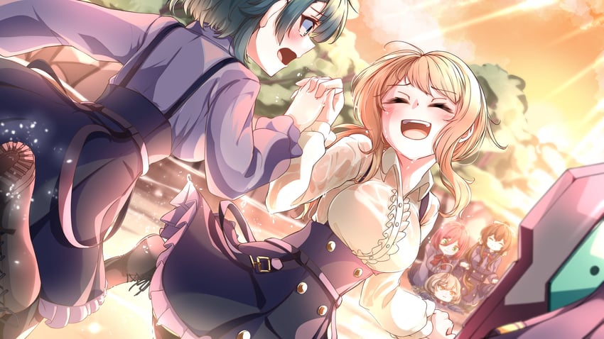 aizawa kazuha, sasaki ran, serizawa chikaru, iijima renka, and hatsukano yo (assault lily) drawn by dameyoshi