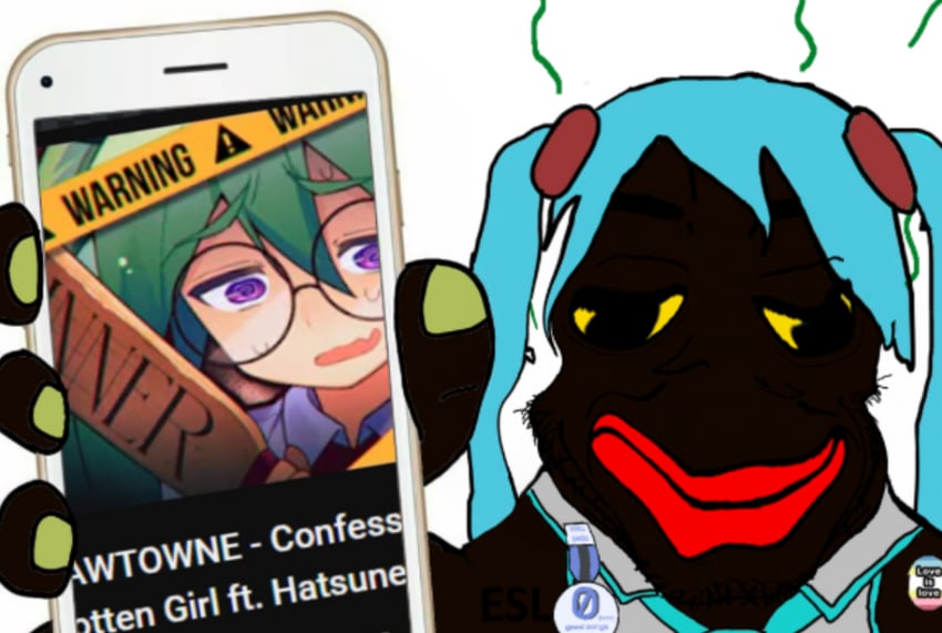 hatsune miku, wojak, and soyjak (vocaloid and 2 more)