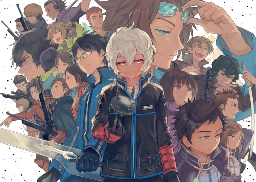 amatori chika, kuga yuuma, konami kirie, izumi kouhei, jin yuuichi, and 17 more (world trigger) drawn by sauna_(sauna_d)