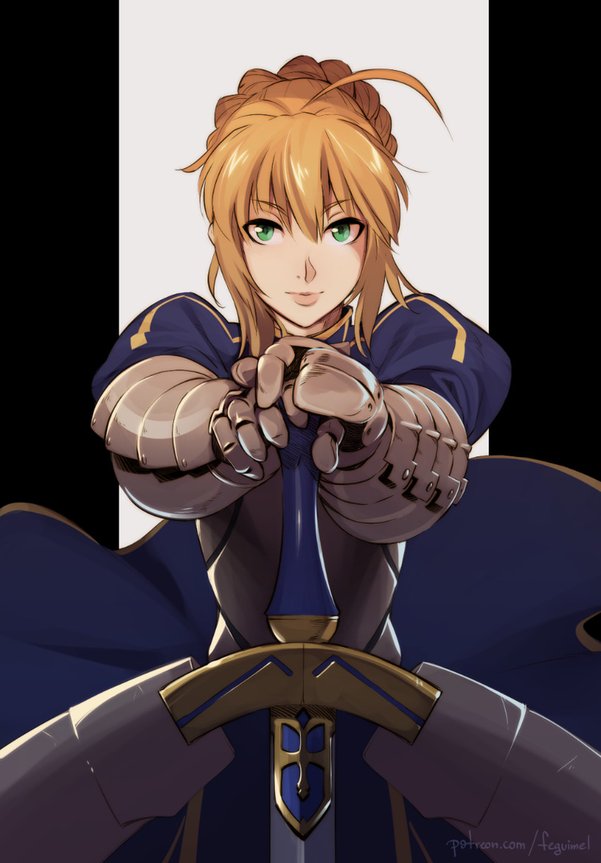 artoria pendragon and saber (fate and 1 more) drawn by feguimel