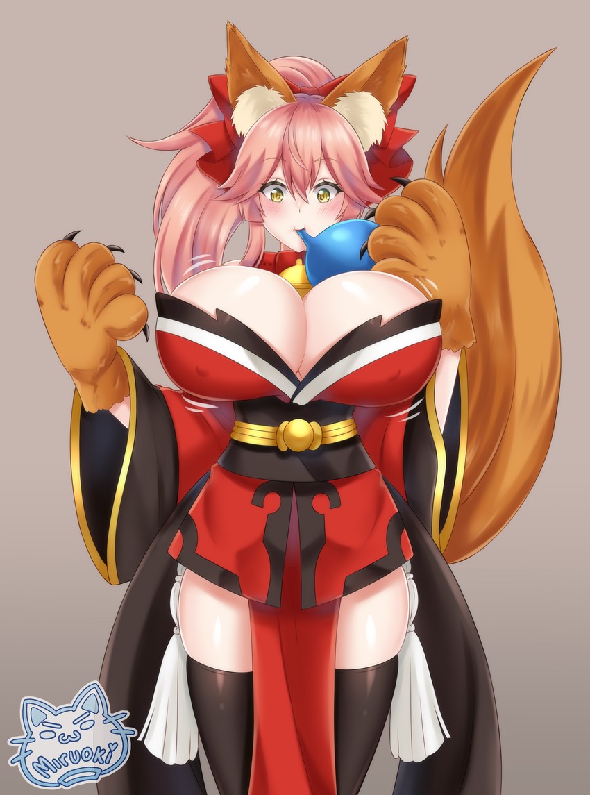 tamamo and tamamo cat (fate and 1 more) drawn by yukimi_(yukimiart)