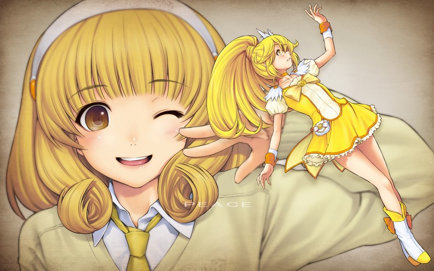 kise yayoi and cure peace (precure and 1 more) drawn by kazuma_muramasa