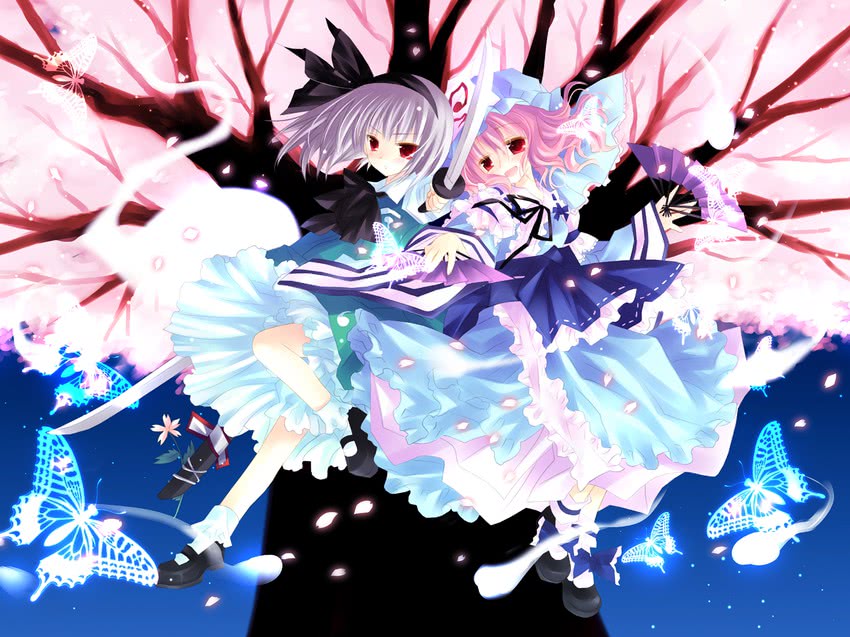 konpaku youmu and saigyouji yuyuko (touhou) drawn by sakurazawa_izumi