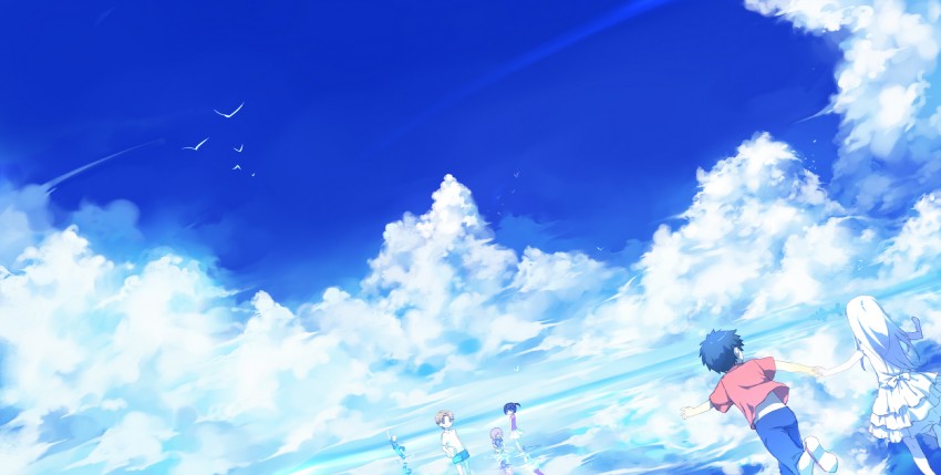 honma meiko, anjou naruko, tsurumi chiriko, yadomi jinta, matsuyuki atsumu, and 1 more (ano hi mita hana no namae wo bokutachi wa mada shiranai.) drawn by silverwing