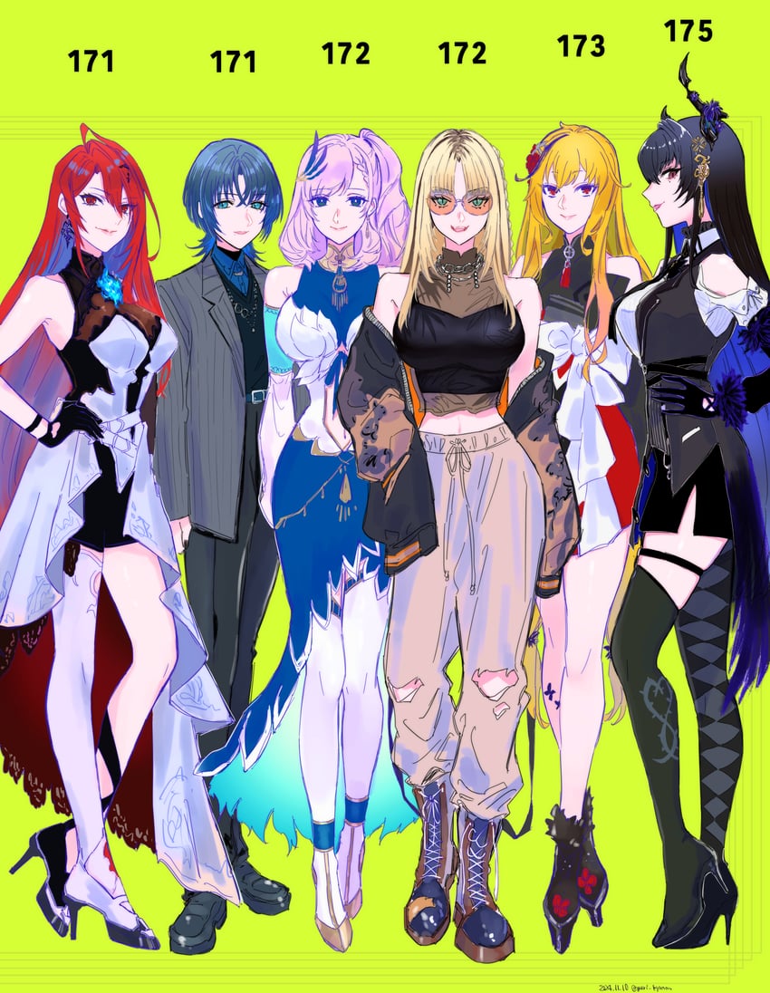 nerissa ravencroft, pavolia reine, elizabeth rose bloodflame, kaela kovalskia, hiodoshi ao, and 1 more (hololive and 3 more) drawn by yuri_kyanon