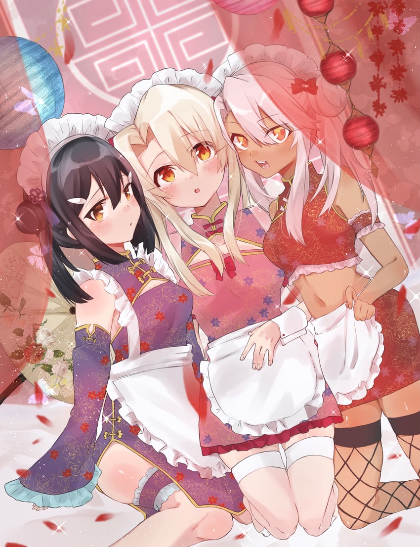 illyasviel von einzbern, chloe von einzbern, and miyu edelfelt (fate and 1 more) drawn by draw_happy_set