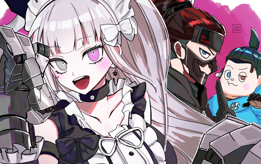akiba hinagiku, akiba ichinosuke, and akiba saizo (tribe nine) drawn by katama_(k85620232)