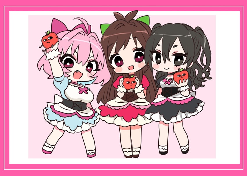 yumemi riamu, sunazuka akira, tsujino akari, and ringorou (idolmaster and 1 more) drawn by sukoyaka_(100hituzi)