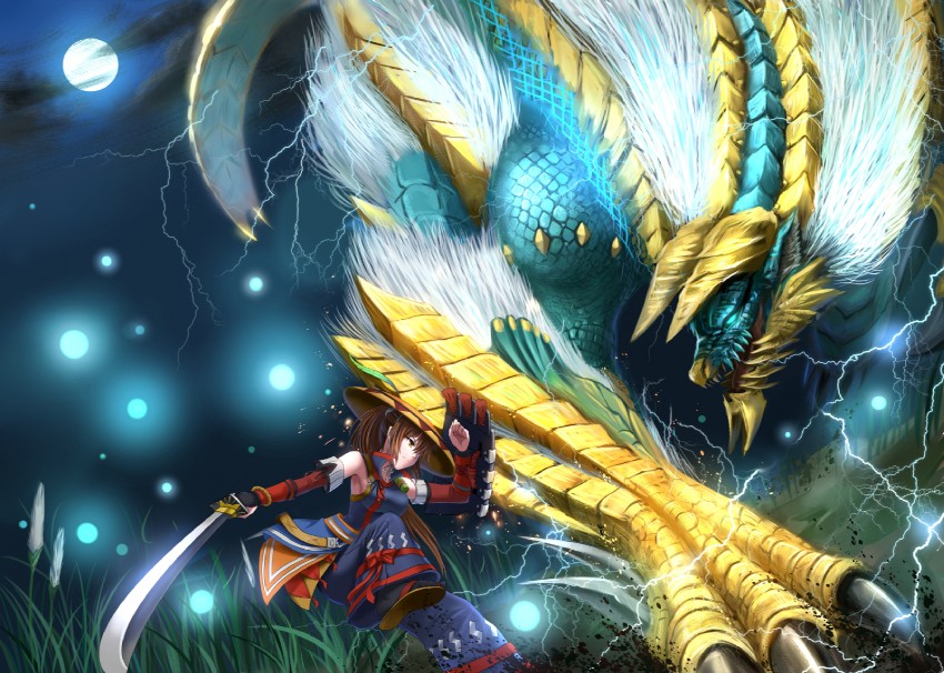 monster hunter and zinogre (monster hunter and 1 more) drawn by windtalker