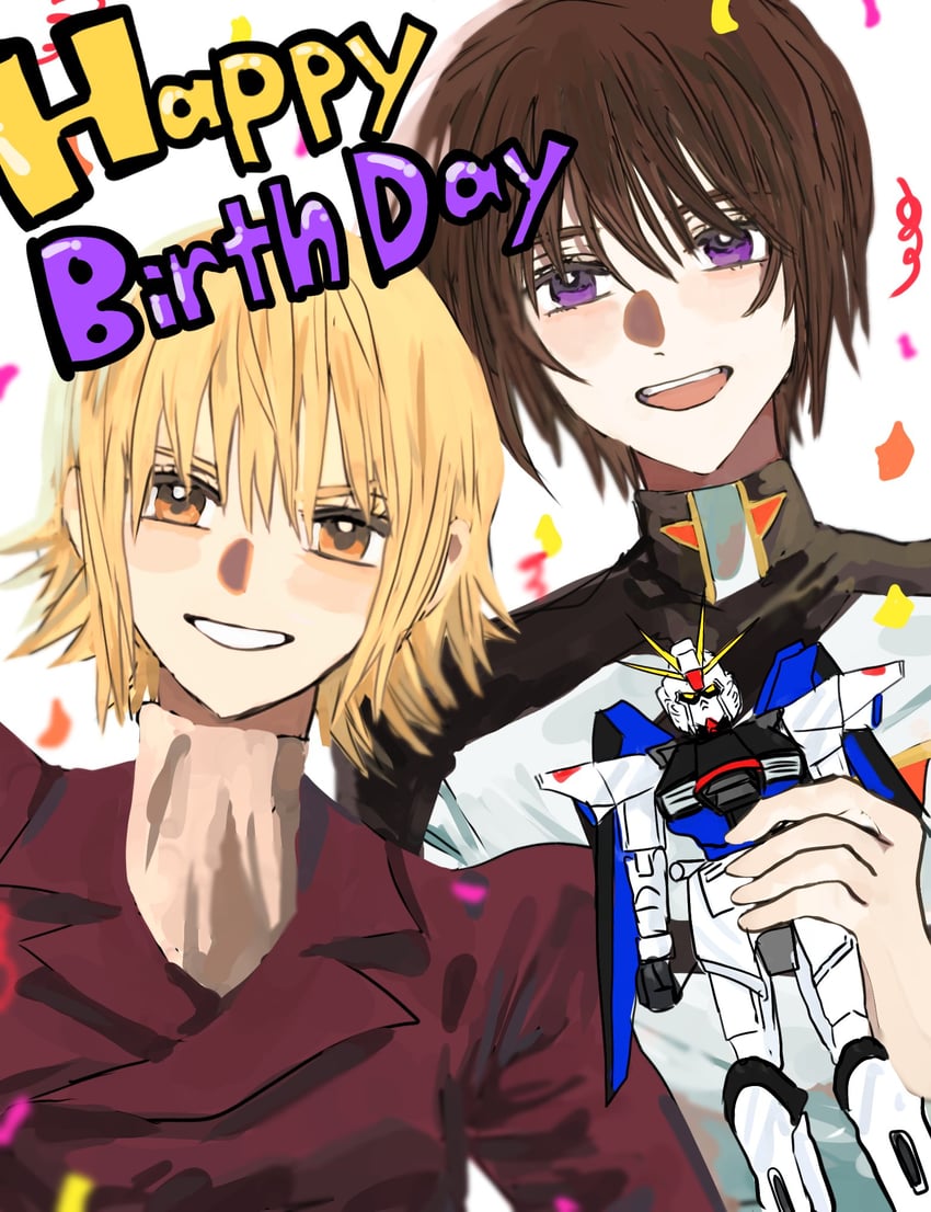 cagalli yula athha, kira yamato, and freedom gundam (gundam and 3 more) drawn by h7ntidtn4c39379