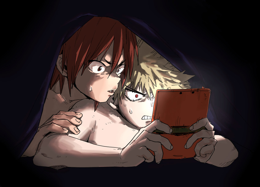 bakugou katsuki and kirishima eijiro (boku no hero academia) drawn by zhangmingxigege