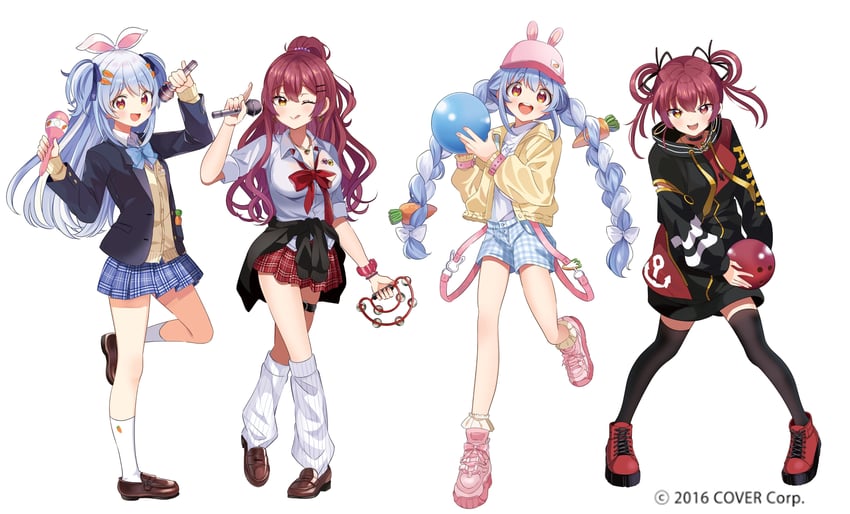 houshou marine and usada pekora (hololive and 1 more) drawn by hutaba_haru