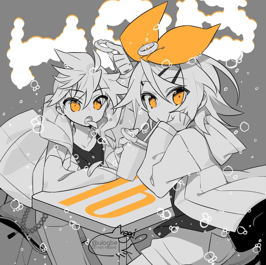 kagamine rin and kagamine len (vocaloid) drawn by negi_(ulog'be)