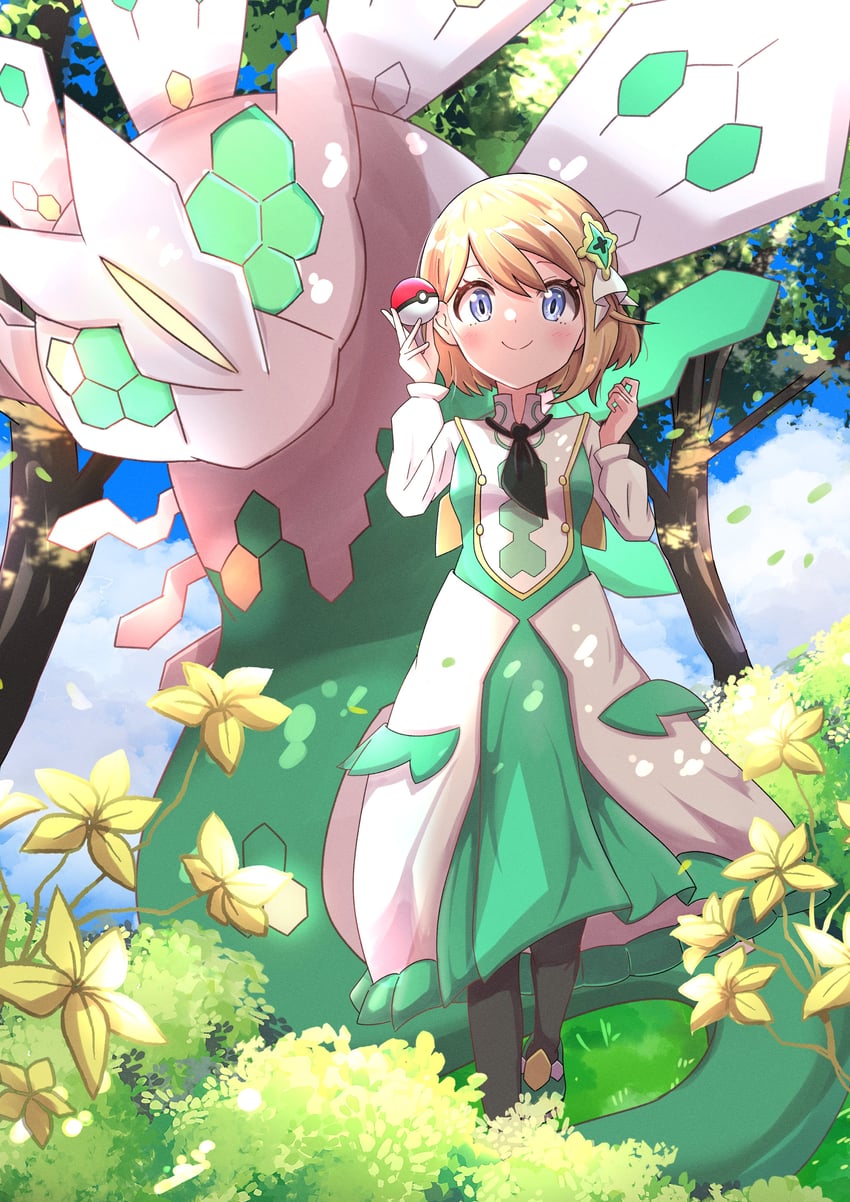 serena and zygarde (pokemon and 1 more) drawn by rono_(lethys)