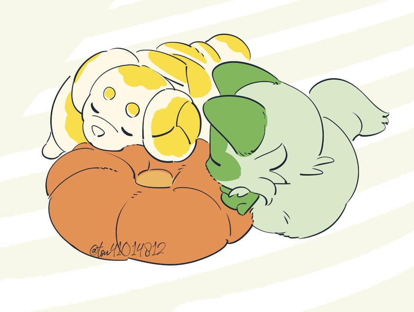 sprigatito and fidough (pokemon and 1 more) drawn by tsuruba_(tsu41014812)