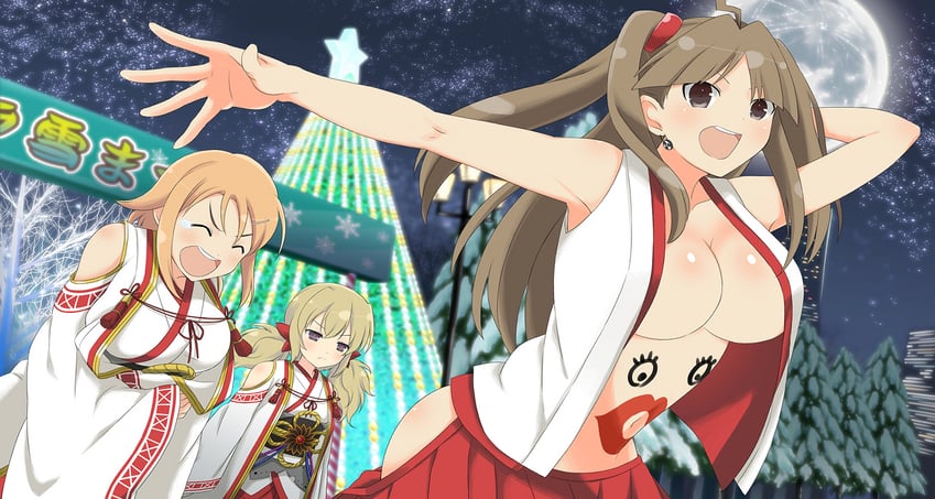 kafuru, hanabi, and renka (senran kagura and 1 more) drawn by yaegashi_nan