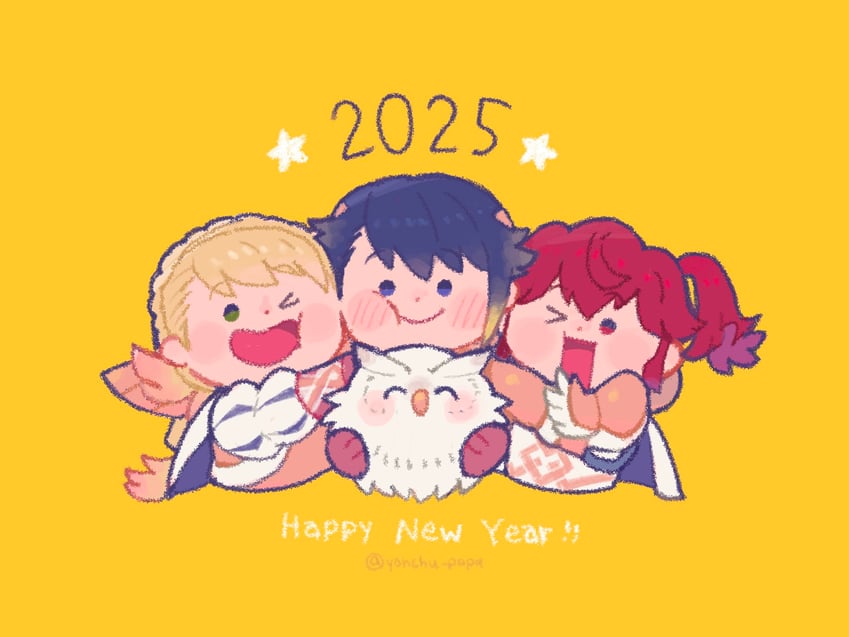 anna, sharena, alfonse, and feh (fire emblem and 1 more) drawn by mushi_rags