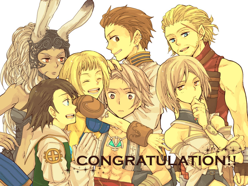 fran, penelo, ashelia b'nargin dalmasca, vaan, balthier, and 2 more (final fantasy and 1 more) drawn by riccovich