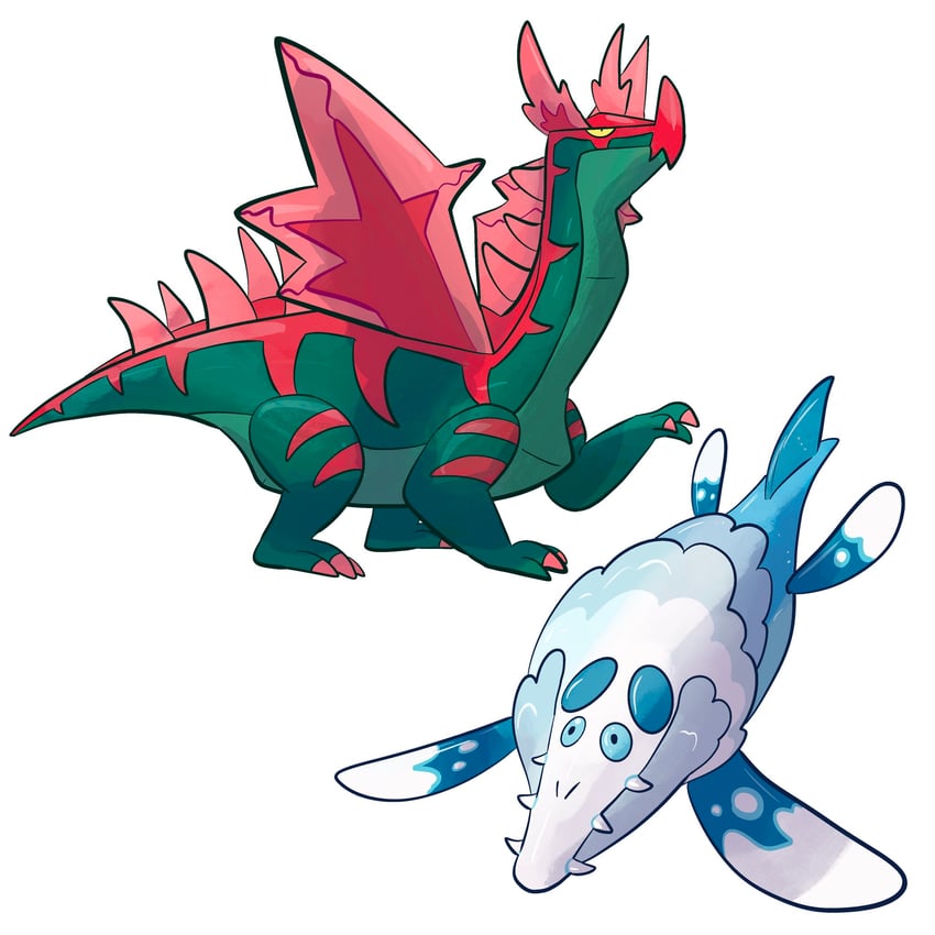 dracovish, arctozolt, dracozolt, and arctovish (pokemon) drawn by j_stocky