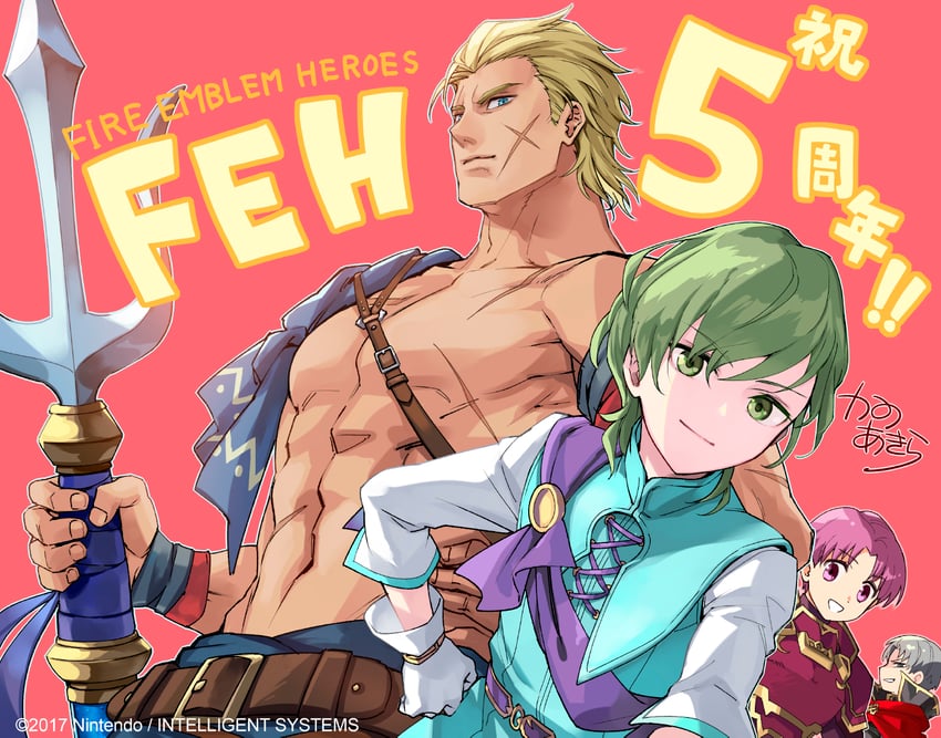 innes, ogma, roshea, and kempf (fire emblem and 4 more) drawn by mekameka_shii
