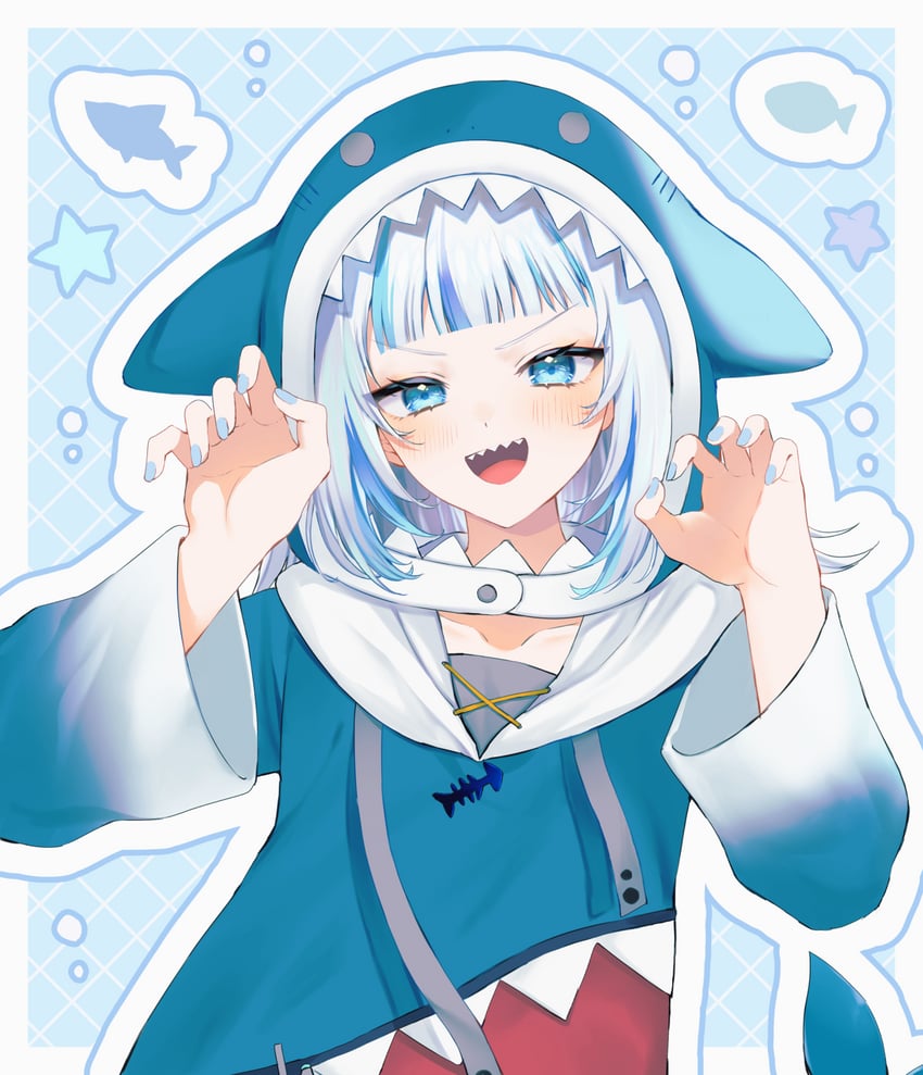 gawr gura (hololive and 1 more) drawn by pzmnb